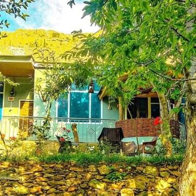 a house with a table and chairs in front of it at Green leaf Guest house in Minapin