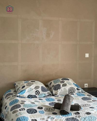 a bed with two pillows on top of it at Sérénité - Logement calme au coeur de Strasbourg in Strasbourg