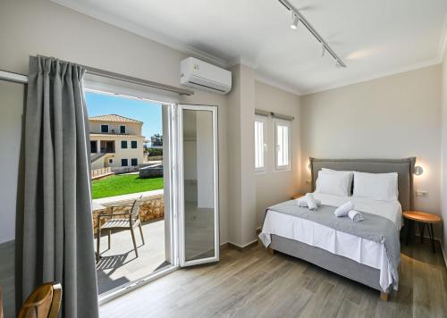Postel nebo postele na pokoji v ubytování Lainas Sea View Lefkada
