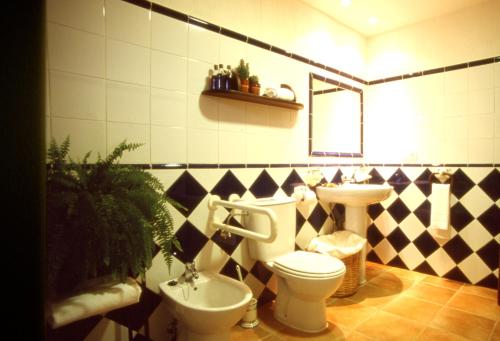 a bathroom with a toilet and a sink at Casa Rural Nelia in Villalba de la Sierra