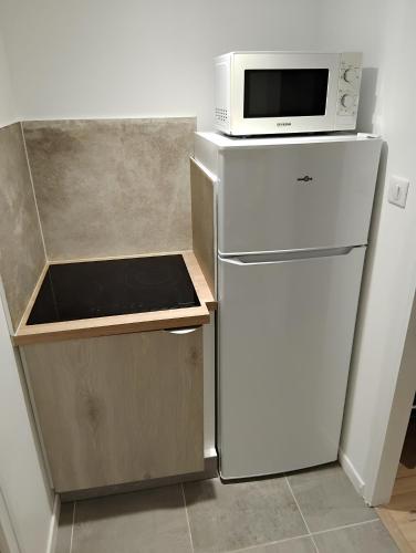 Il comprend une cuisine équipée d'un four micro-ondes et d'un réfrigérateur. dans l'établissement Annexe du 18, à Les Landes-Génusson