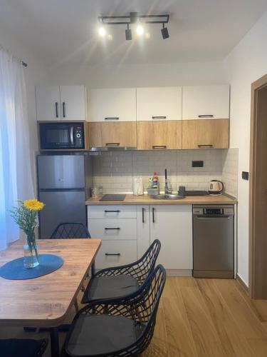 Kuchyň nebo kuchyňský kout v ubytování Apartman Harmonija