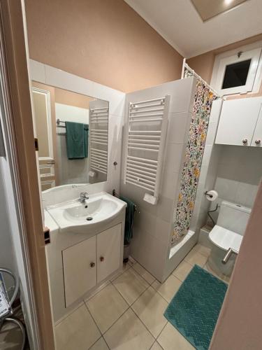 une petite salle de bain avec un lavabo et une douche dans l'établissement Lemon Tree, à Cap d'Ail