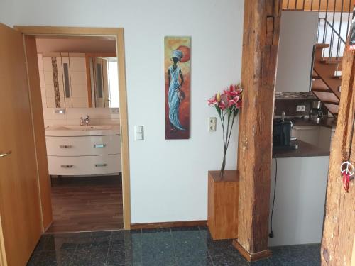 Η κουζίνα ή μικρή κουζίνα στο Feriendomicil am Warener Hafen Casita Priscila