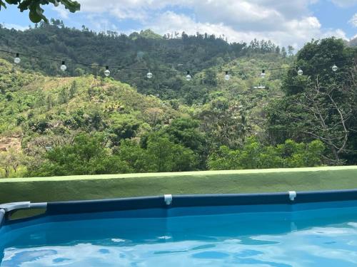 兰金CARIBbEAN Paradise Hotel的可以看到山景的游泳池