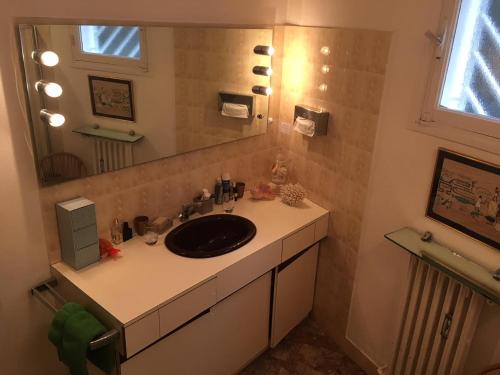 une salle de bain avec un lavabo et un miroir dans l'établissement Two bedrooms Cannes Florida, à Cannes