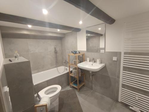 a bathroom with a toilet and a sink at Ferienwohnung 2 in Bad Essen