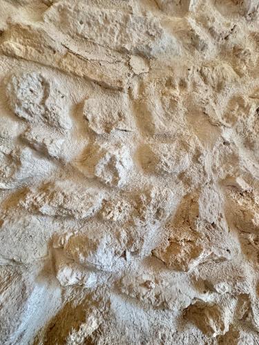 a close up of a stone wall at Corte Ludovica in Martano