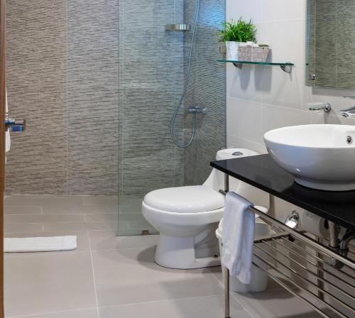 Koupelna v ubytování Hotel Aladino
