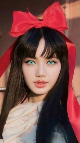 una chica con un lazo rojo en el pelo en Lucy's house, en San Antonio