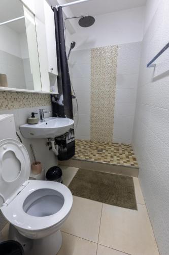 a bathroom with a toilet and a sink at MaraM in Constanţa