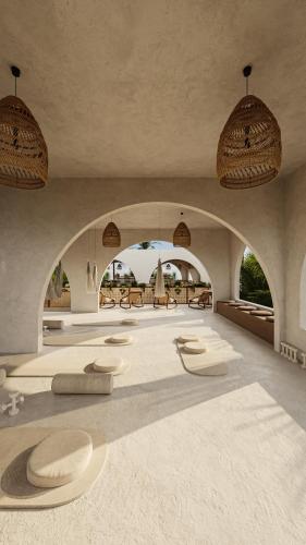a rendering of a room with chairs and tables at Neem - Raw Luxury Boutique Hotel Madiha - adults only in Kamburugamuwa