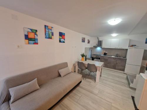 バスカにあるApartment SIROVICAのソファとキッチンのあるリビングルーム