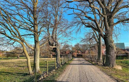 a dirt road with trees and a fence at 1 Bedroom Cozy Home In Bergkvara in Bergkvara