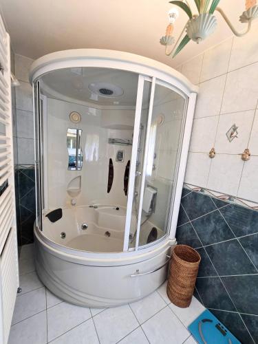 a bathroom with a bath tub in a room at Villa Volonne classée 4 étoiles in Volonne