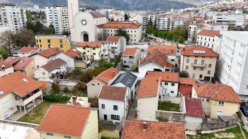 an aerial view of a city with houses at Vila Luca in Mostar