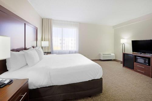 a hotel room with a large bed and a television at Comfort Inn & Suites Wichita Northeast in Wichita