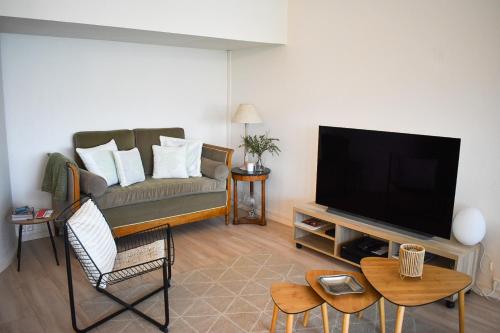TV a/nebo společenská místnost v ubytování Bel appartement à Deauville - vue mer et port