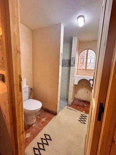 a bathroom with a toilet in a room at Serenity Lodge - Zagora Guest House in Zagora