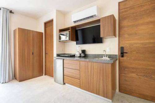 Kuchyň nebo kuchyňský kout v ubytování Soko Tulum