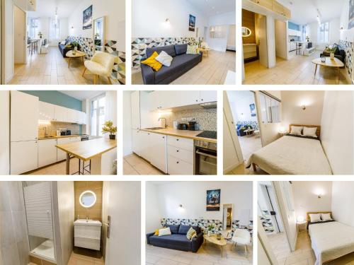 un collage de photos d'une cuisine et d'un salon dans l'établissement Cozy Apartement - Near train Station - Les Frères de la Loc', à Marseille