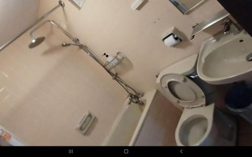 a small bathroom with a toilet and a sink at YUYU B2 Honeymoon WiFi Genting highland in Genting Highlands