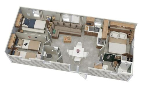 a rendering of a floor plan of a house at Bungalow Casita in Lège-Cap-Ferret