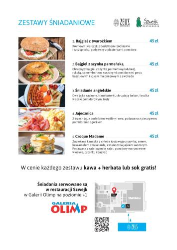 een screenshot van een menu voor een restaurant bij Zeus Apartments Lublin in Lublin