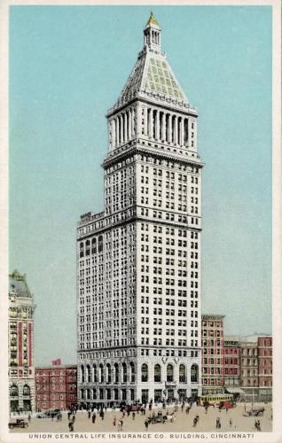 a rendering of a large white building with a tower at CozySuites Sky Central #20 in Cincinnati