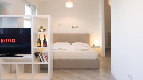 Postel nebo postele na pokoji v ubytování Loft in Villa Romana