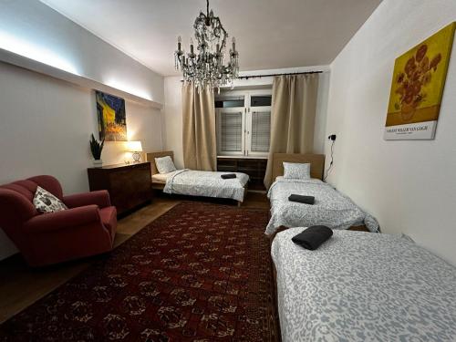 Giường trong phòng chung tại ROOMS Udolni - Červený kostel