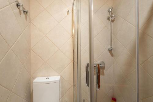 a bathroom with a shower with a toilet at La Serreta in Gironella