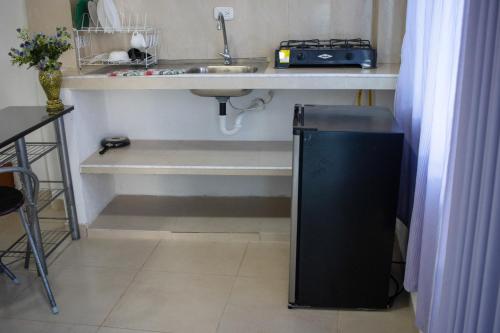 Kuchyň nebo kuchyňský kout v ubytování Apartamentos Villacentro