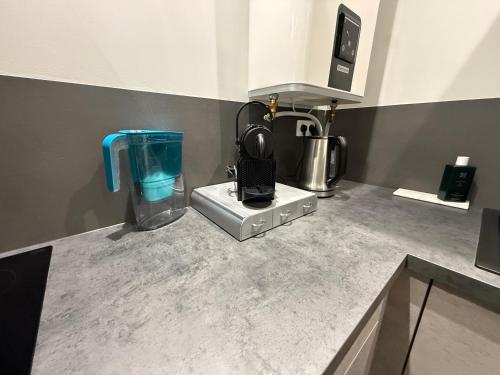 a kitchen counter with a blender on top of it at LE MUSCAT in Colmar