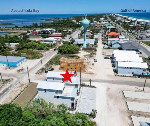 an aerial view of the city of antigua at Serenity by the Sea St George Island Pool Home in Eastpoint