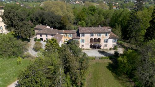 an aerial view of a large house at Il Casale Di Villa Rossi in Lucca
