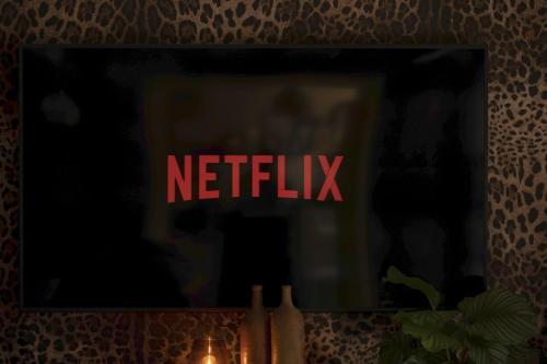 un écran de télévision avec le panneau netflix sur celui-ci, dans l'établissement Cozy vintage house with pool in Cimiez, à Nice