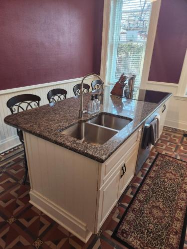 a kitchen with a sink and a counter top at Schwartz Castle in Columbus
