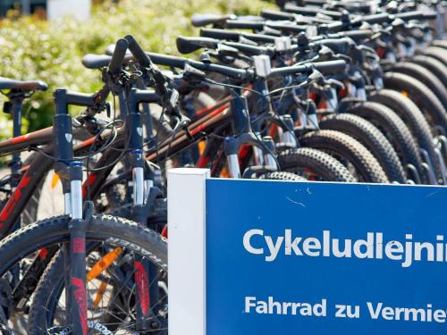 a row of bikes parked next to each other at 5 person holiday home on a holiday park in Gudhjem in Gudhjem