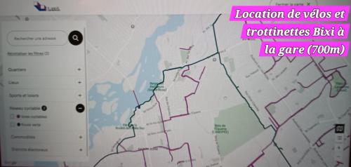 a computer screen with a map on it at La campagne en ville avec spa in Laval