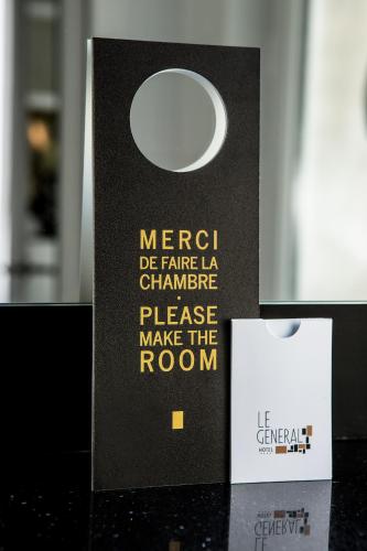a black box with a white plate on it at Le Général Hôtel in Paris