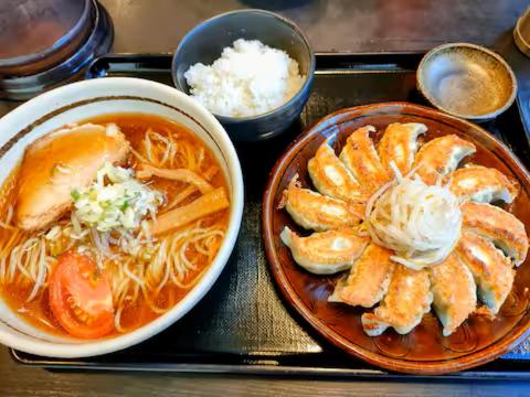 a tray with a plate of food and a bowl of soup at Numazu Sparkle in Numazu