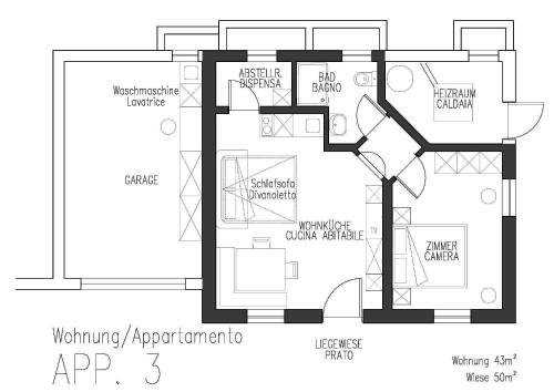 a floor plan of a house at Ferienwohnungen Auhaus in Martello