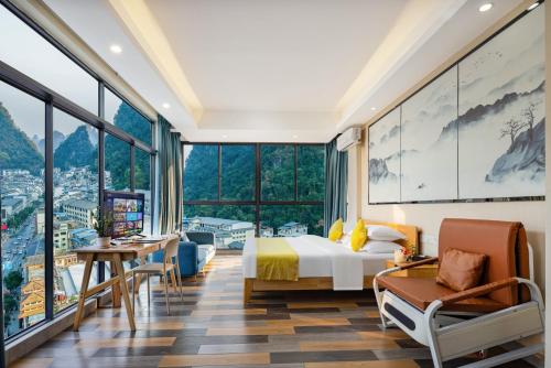 Posezení v ubytování Yangshuo Yi Landscape Hotel