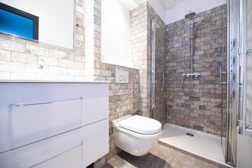 une salle de bain avec toilettes et douche dans l'établissement Croisette Cosy Studio, à Cannes