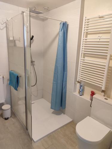 une salle de bain avec douche et toilettes dans l'établissement Détente, à Saint-Georges-de-Didonne