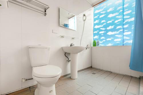 a bathroom with a toilet and a sink at 桔子小屋 in Luodong