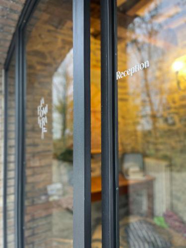 a close up of a window with a reflection at Agriturismo La Pomifera in Gubbio