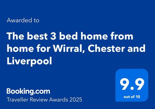 a blue screen with the words the best bed home from home for virtual at 2025 Traveller award winner Just bring clothes in West Kirby