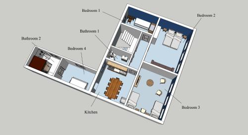a floor plan of a house at Huge apartment with Sauna and free parking in Duisburg